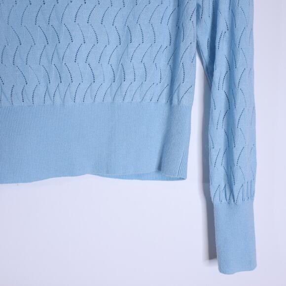 FRENCH CONNECTION Jessica Lace Stitch Cardigan Forget Me Not Blue Women's XS - Picture 6 of 9